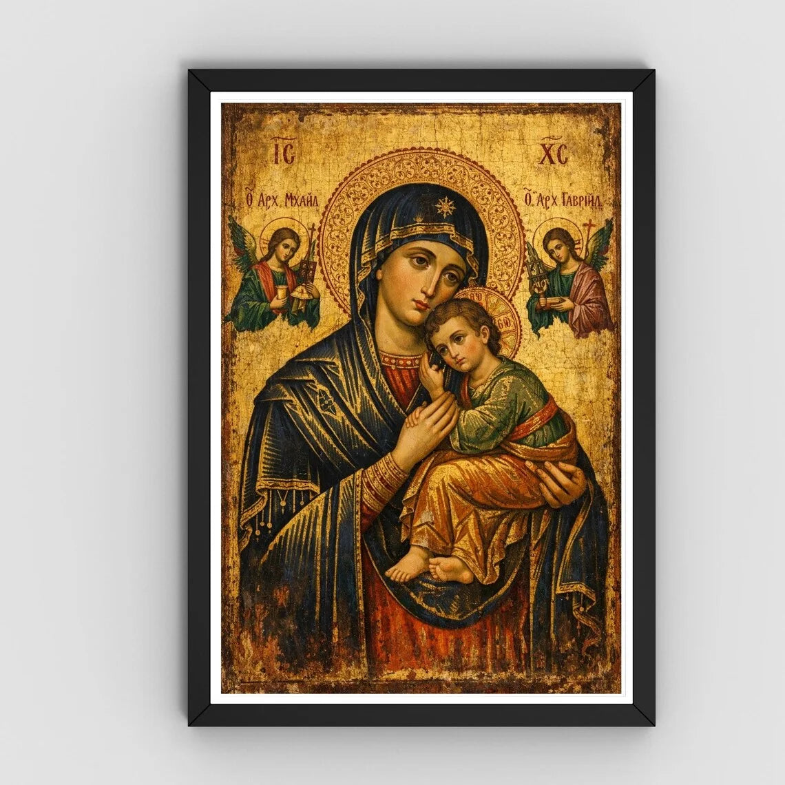 Russian Orthodox Icon Picture Our Lady of Perpetual Help Wall Decor Mother Mary Icon Wall Art mary and Jesus Poster Mary Religio Peaceful Pleasures Health and Wellness WS12104-4 50x70cm Unframed