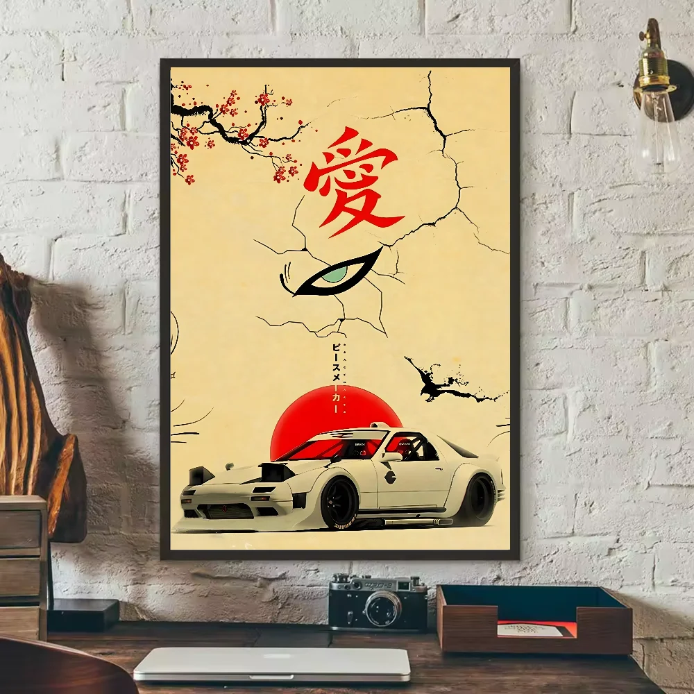 Japanese Cars Samurai Poster | HD Waterproof PVC Wall Art Wall Art Poster Peaceful Pleasures Health and Wellness z4 40X50cmNoframe