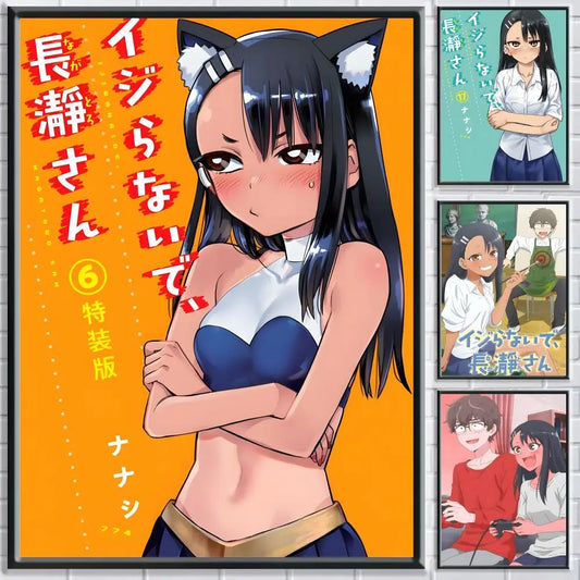 Anime Don't Toy with Me, Miss Nagatoro Poster HD Self Adhesive Waterproof Wall Art Ideal for Home Office Dorm Bedroom Great Gift Peaceful Pleasures Health and Wellness
