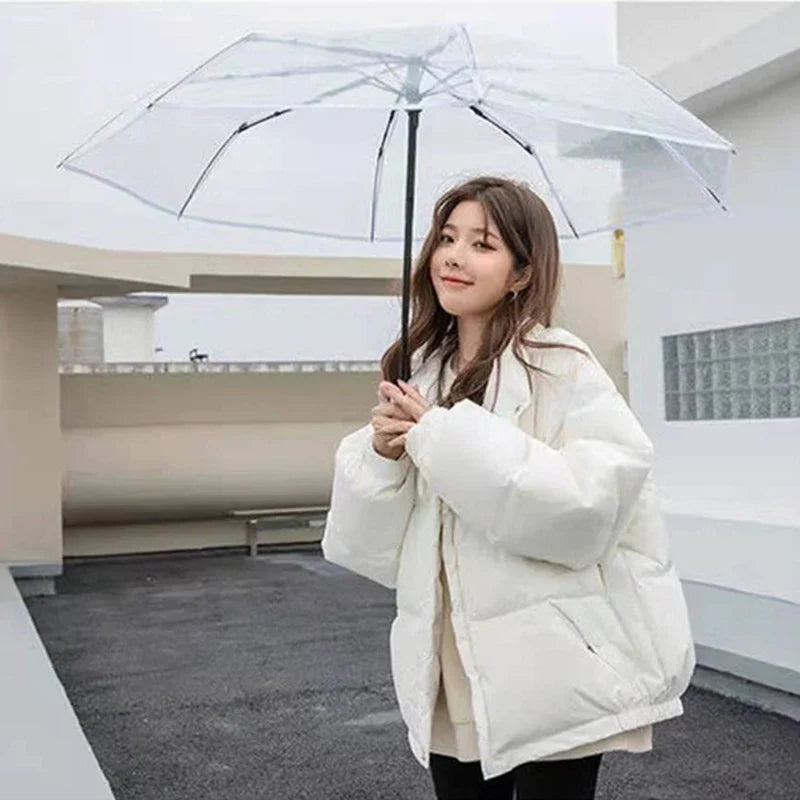 Foldable Transparent Umbrella – Auto Open, Wind-Resistant 3-Fold