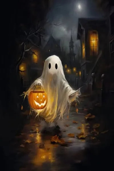 Halloween Cute Ghost Forest Canvas Poster | Wall Art Décor