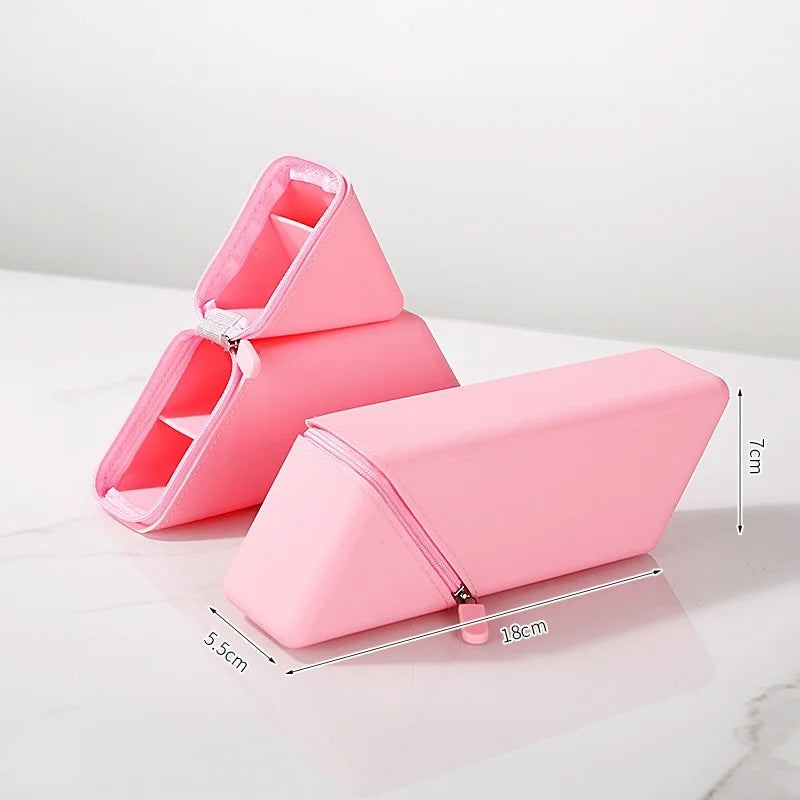 Aesthetic Silicone Zipper Pencil Case with Hidden Pocket