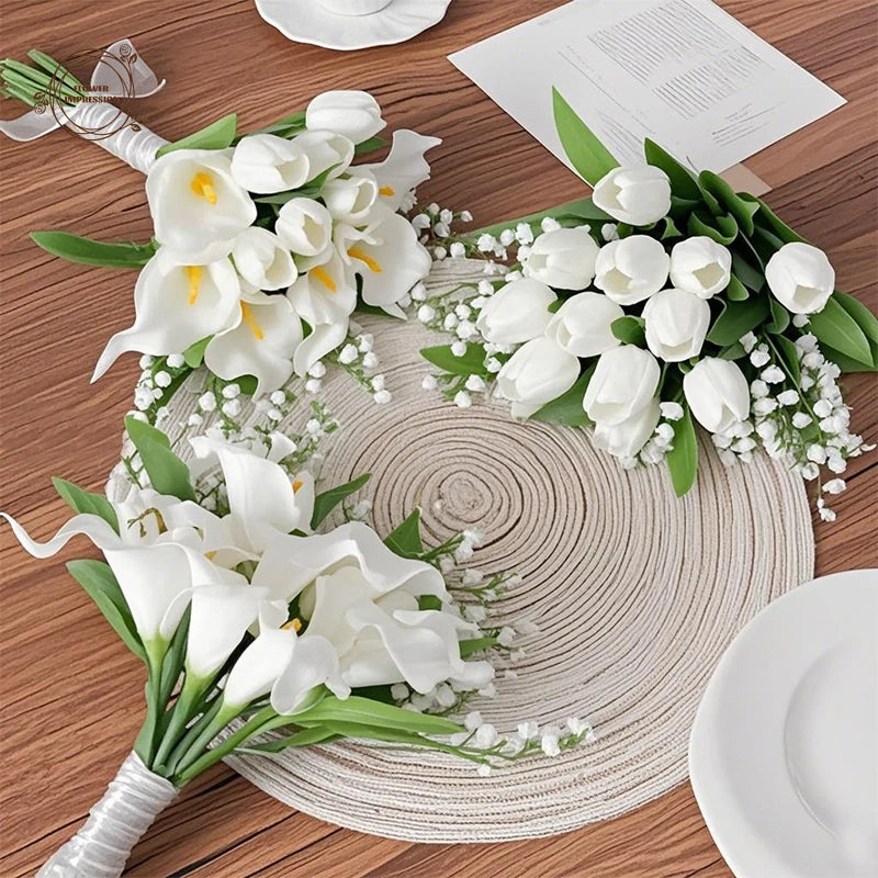 20Pcs White Silk Calla Lily Artificial Flowers for Wedding & Decor