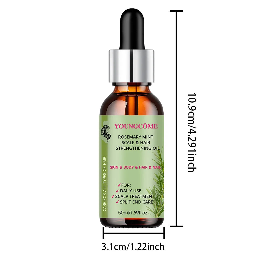 Rosemary Mint Scalp Hair Strengthening Oil,Deep Hydration,Repairs Damage，Enhances Shine，Promotes Growth，Smooths & Detangles Peaceful Pleasures Health and Wellness 50ML