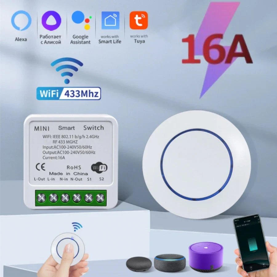 Tuya WiFi Smart Switch 16A 433MHz – Alexa & Google Home