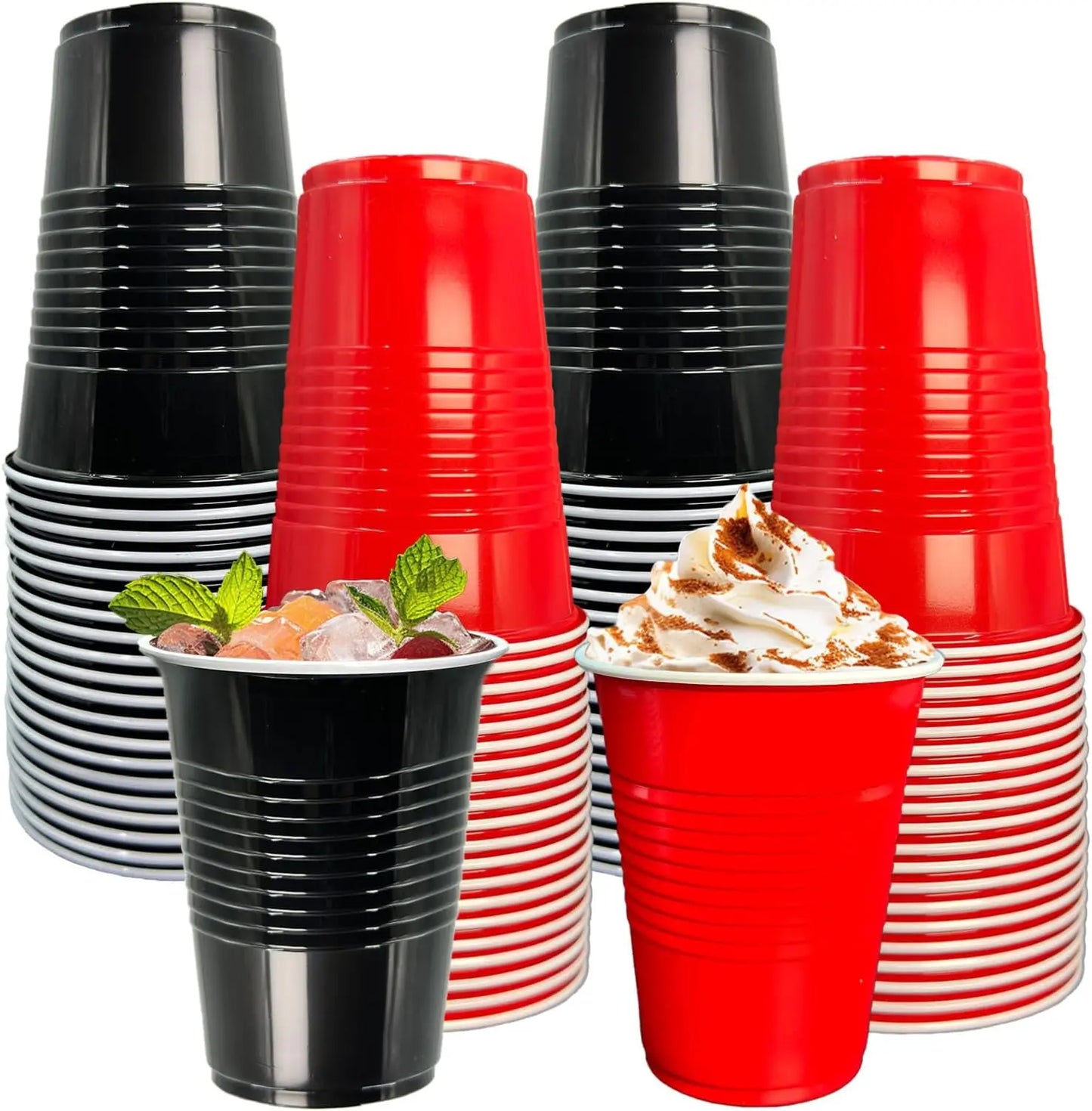60 Pack 16 oz Plastic Party Cups Disposable Cold Drink Cups for Graduation Wedding Birthday Holiday Events Party Supplies Gift Peaceful Pleasures Health and Wellness 30Black30Red 60Pcs