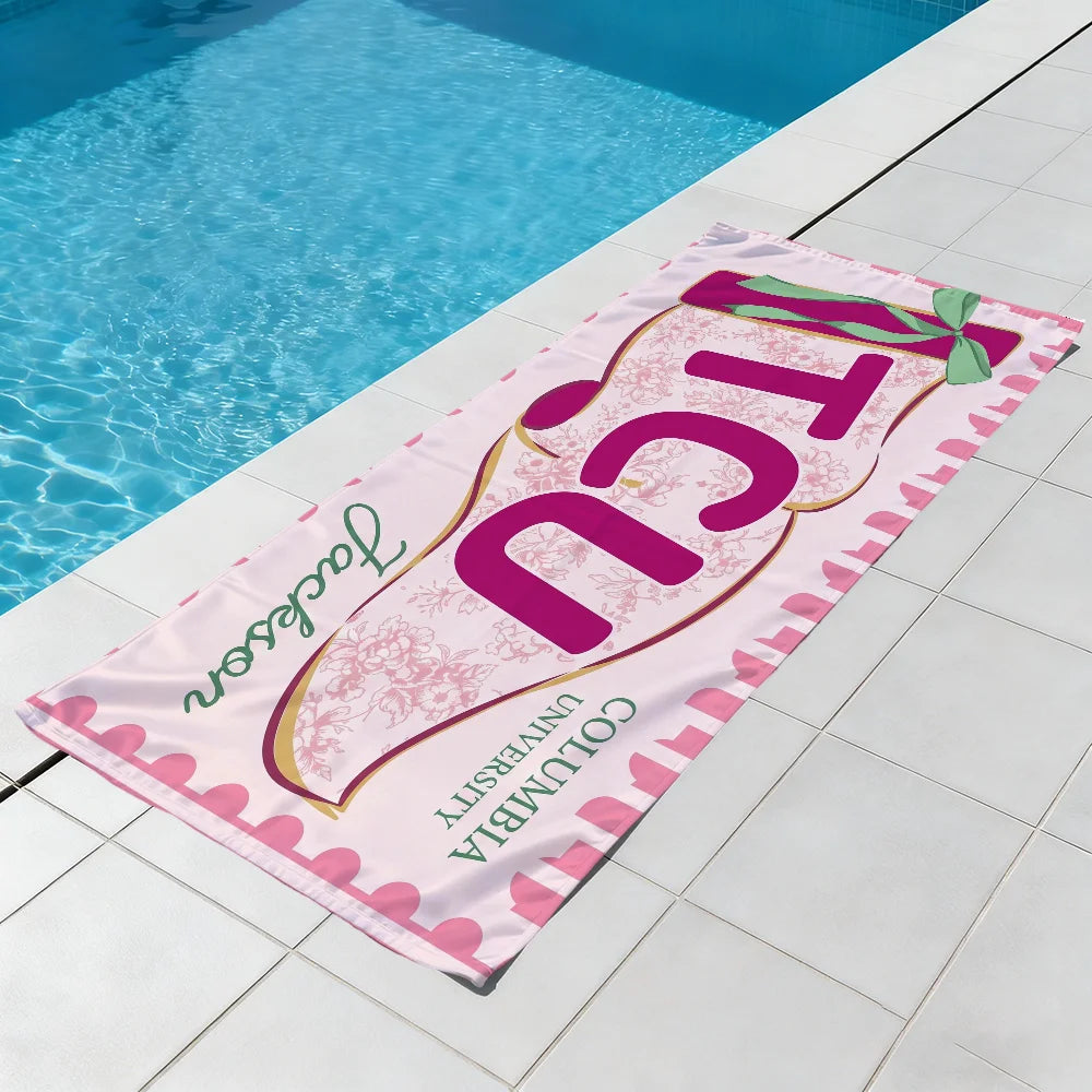 Personalized School Spirit Quick-Dry Beach Towel | 11 Sizes Quick-Dry Beach Towel Peaceful Pleasures Health and Wellness