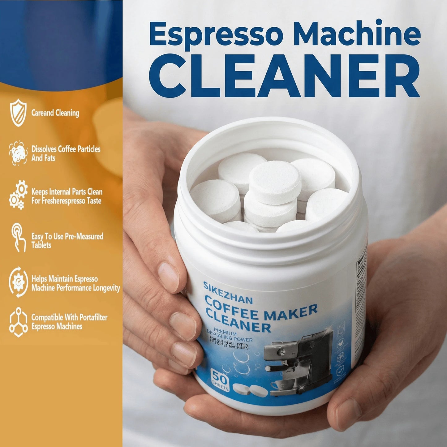 50 Sheets Universal Coffee Maker Cleaner Descaler for Keurig Nespresso Espresso Drip Machines Limescale Remover Cleaning Kit Peaceful Pleasures Health and Wellness