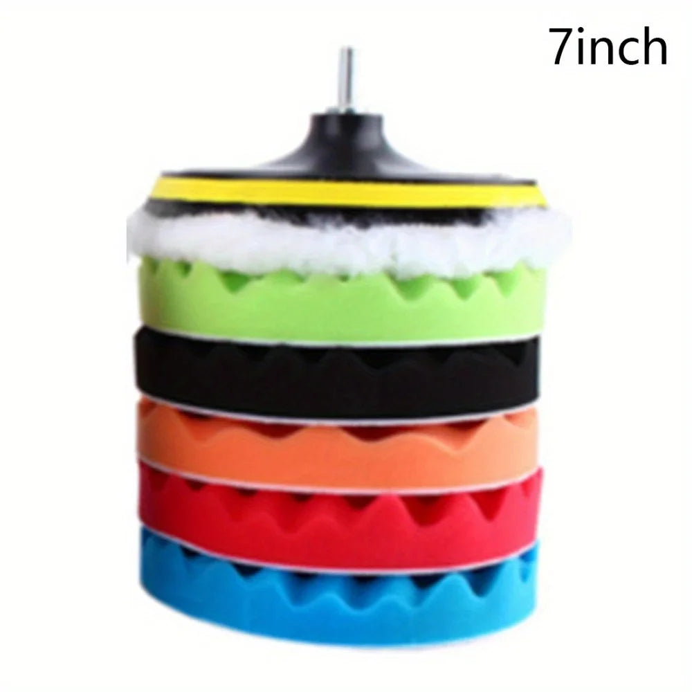 8-Piece Car Polishing Pad Set 3/5/7 Inch – Sponge & Wool Kit Peaceful Pleasures Health and Wellness
