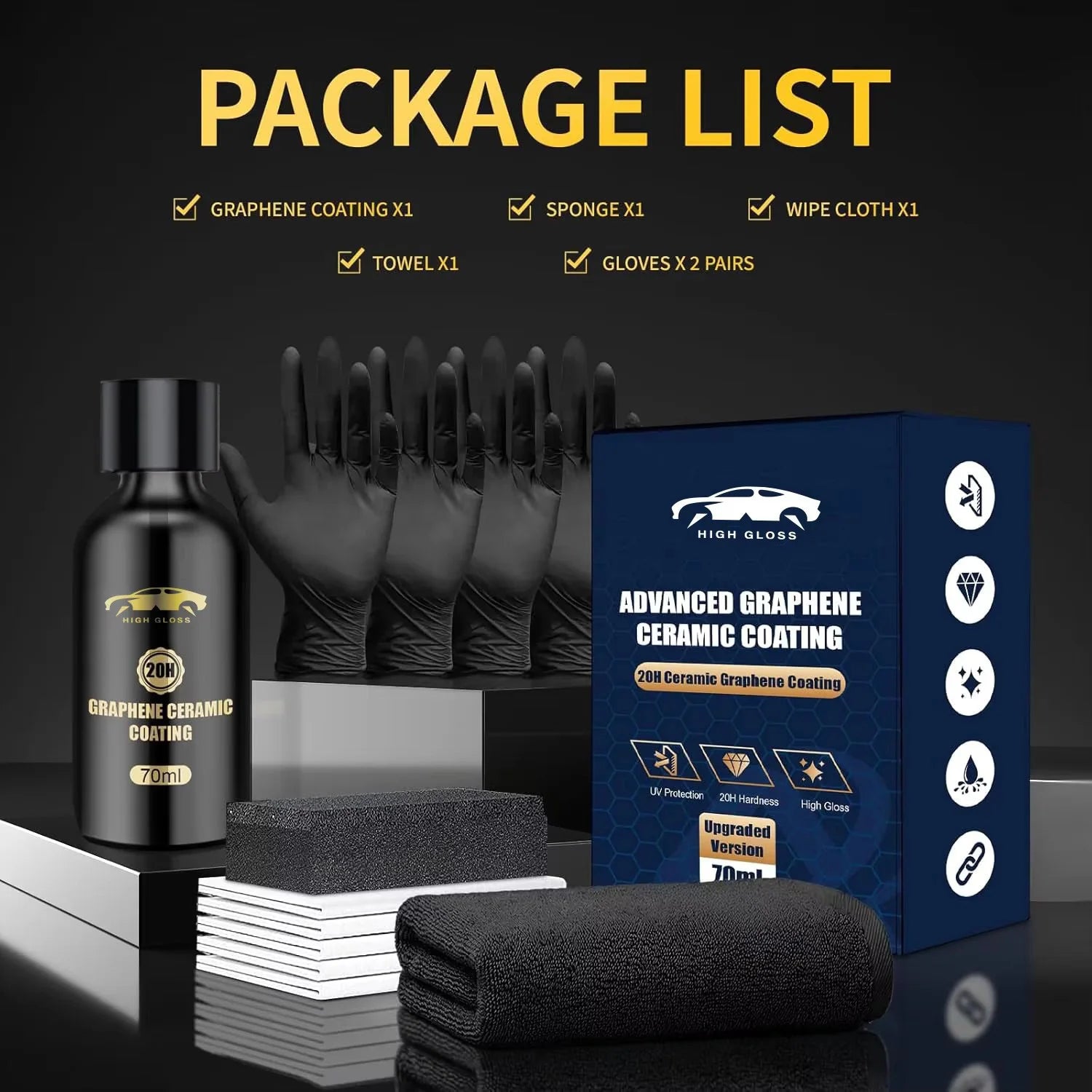 Graphene Ceramic Coating Advanced 20H Ceramic Coating for Cars High Gloss Nano Graphene Coat Kit Hydrophbic Mirror Paint Peaceful Pleasures Health and Wellness