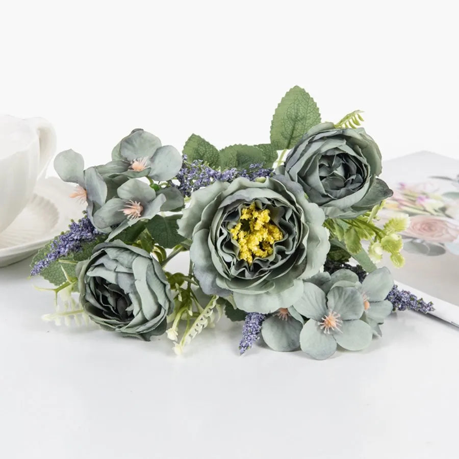 White Silk Hydrangea Peony Artificial Flowers Bundle | Wedding Décor