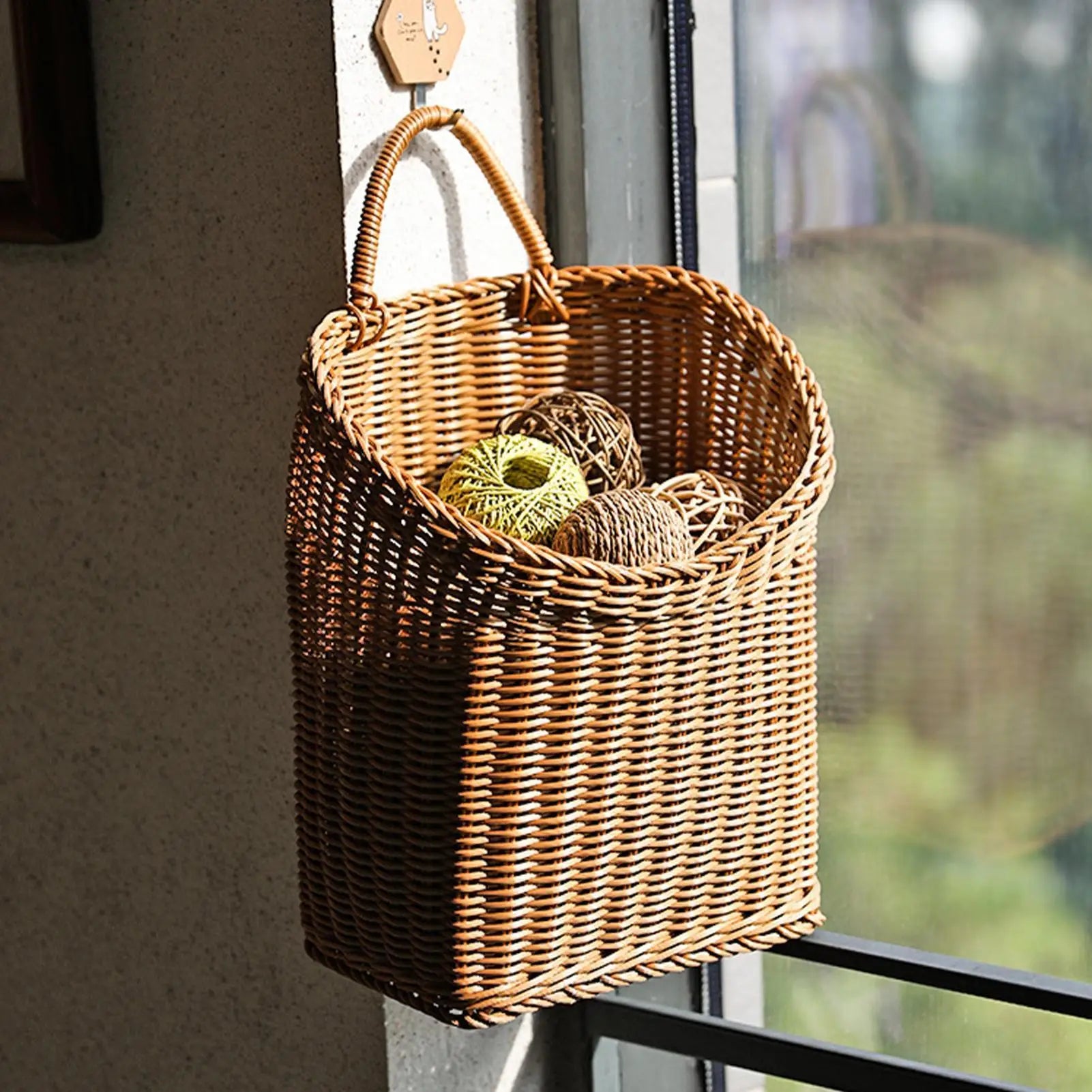 Farmhouse Woven Rattan Wall Basket | Indoor & Outdoor Decor Decorative Wall Basket Peaceful Pleasures Health and Wellness