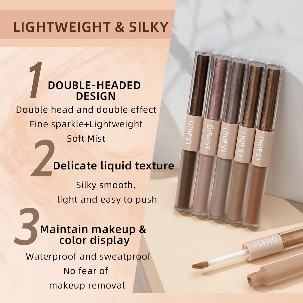 QIBEST Double-ended Flash Liquid Eyeshadow Contour Blush Pigment Silk Flash Matte Natural Blush Makeup Cream Peaceful Pleasures Health and Wellness