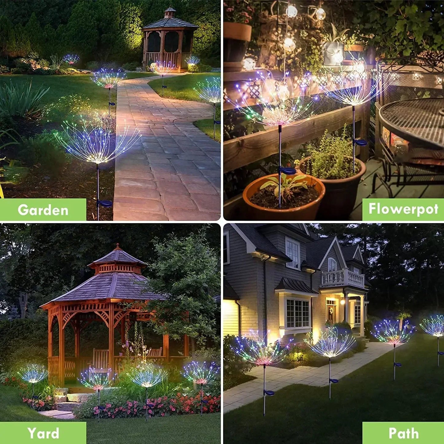 Solar LED Firework Lights Outdoor Waterproof Garden Decor 90–150 LED