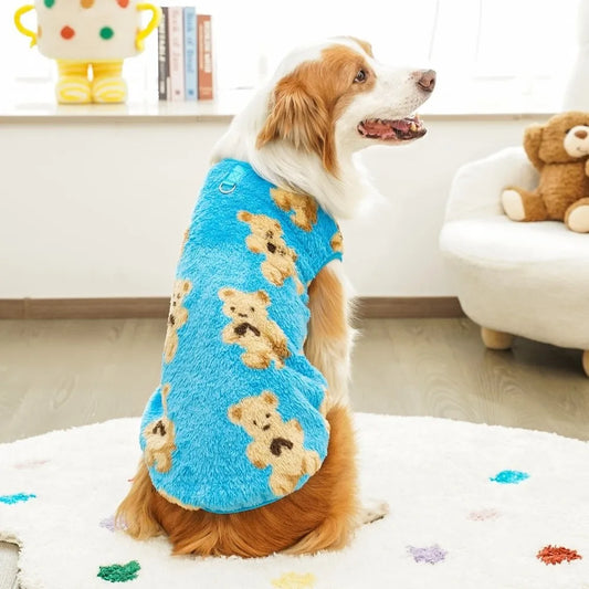 Winter Fleece Dog Vest Sweater – Bear Pattern Sizes 3XL–9XL Dog Vest Sweater Oasis Select