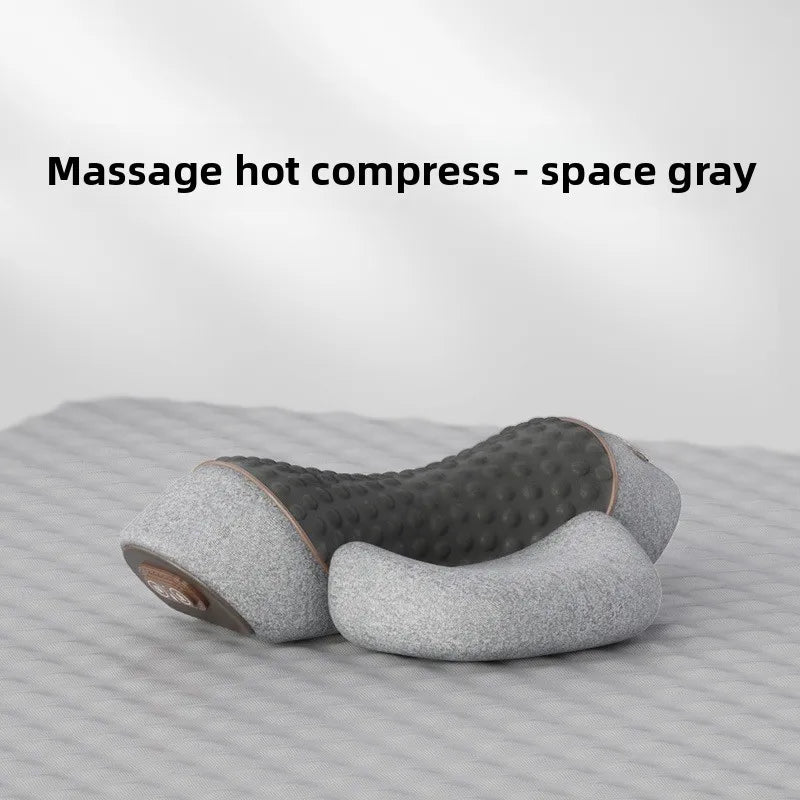Electric Neck Massager Cervical Pillow Hot Compress Neck Stretch Heating Vibration Neck Shoulder Massage Pillow Back Traction Peaceful Pleasures Health and Wellness 2 in1-Hot-Massage C
