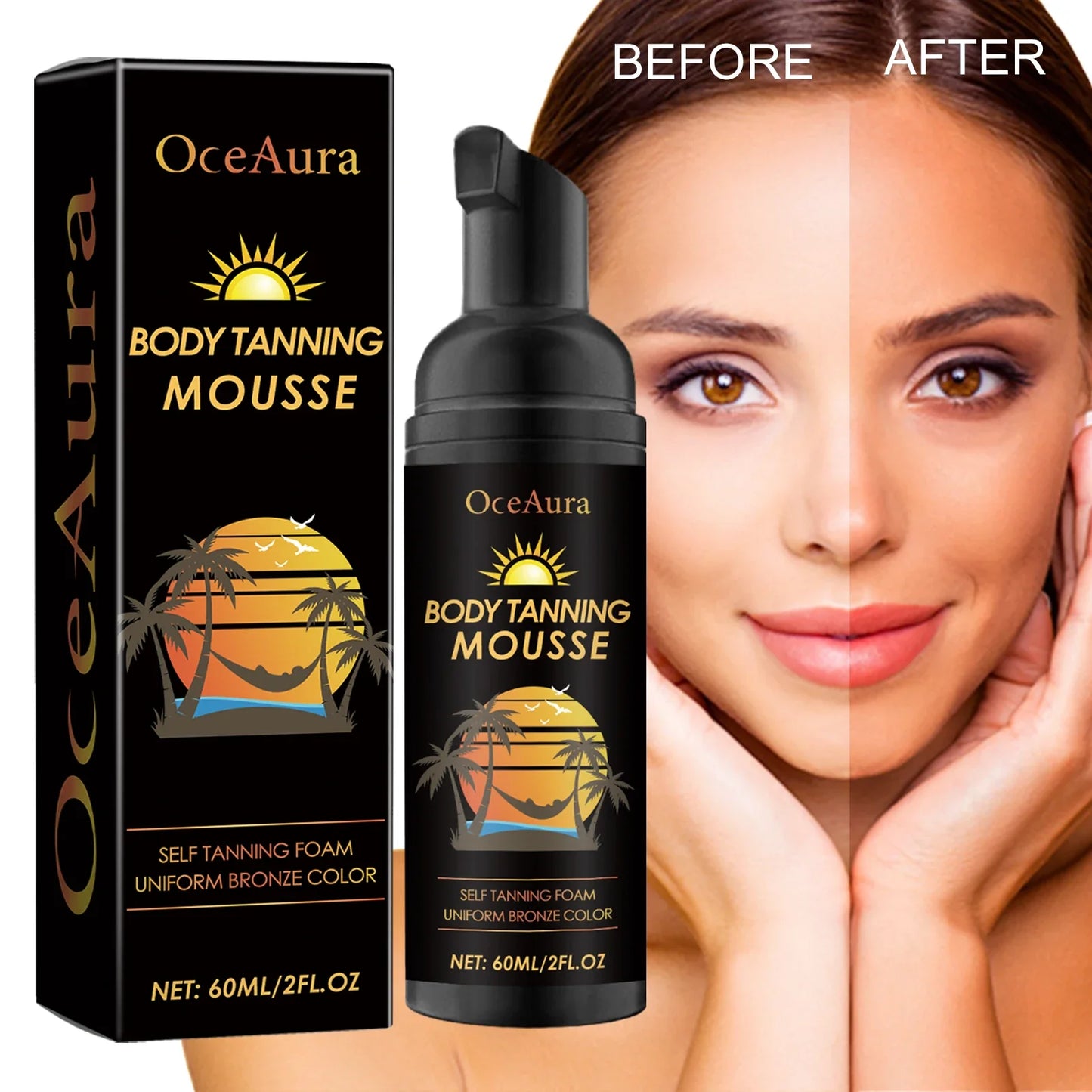 OceAura Self Tanning Mousse – Natural Glow Body Bronzer
