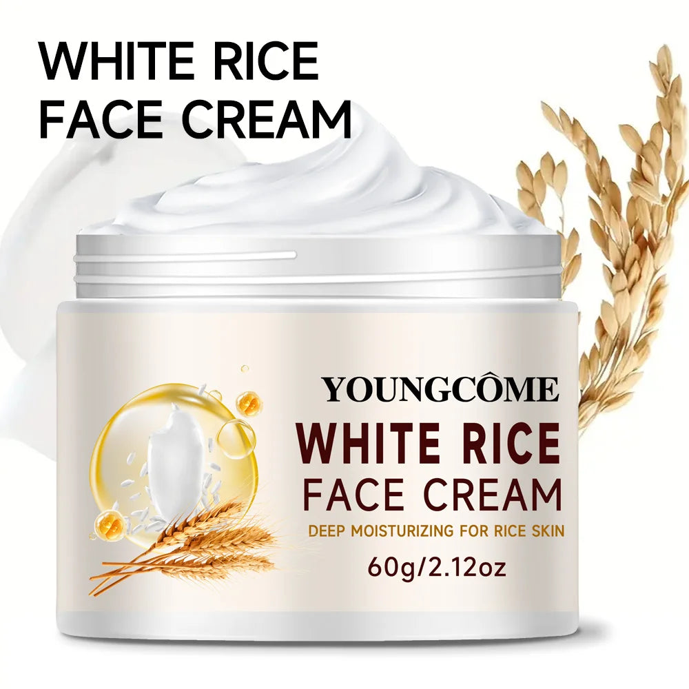 YOUNGCOME Rice washing water moisturizin g face cream, suitable for dry and rough skin, Improves the texture of skin Peaceful Pleasures Health and Wellness