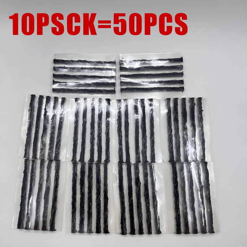 6mm Tubeless Tire Repair Strips 50pcs | Car & Motorcycle Plug Kit