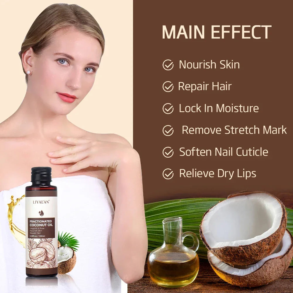 LIYALAN Fractionated Coconut Oil – Organic Carrier Oil 100ml Peaceful Pleasures Health and Wellness