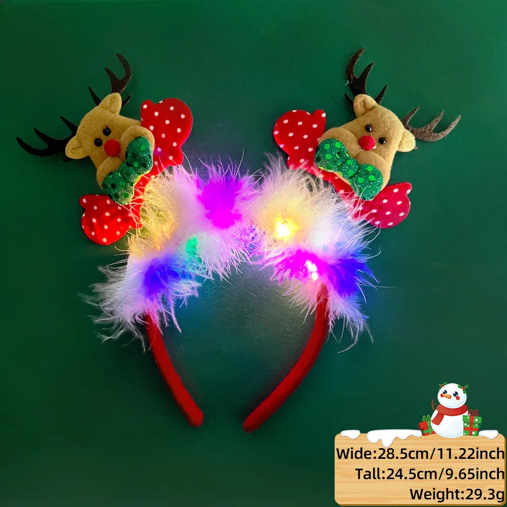 LED Christmas Feather Glow Headband – Kids Party Costume