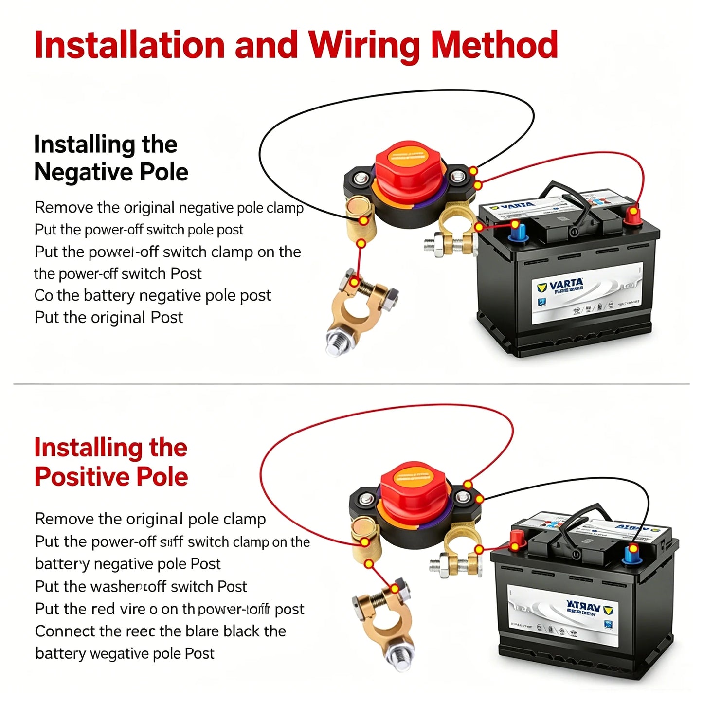Car Battery Disconnect Switch LED Voltage Display 12/24V