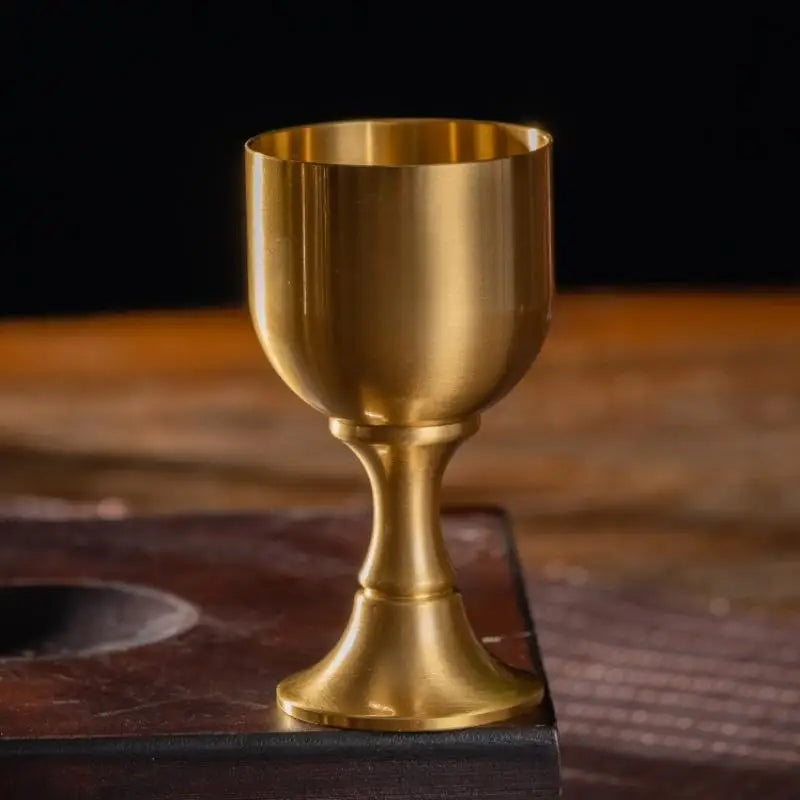 Household Mini Shot Glass Gold Brass Wine Glass Restaurant Goblet Tabletop Red Wine White Wine Trumpet Copper Craft Anti-rust Peaceful Pleasures Health and Wellness