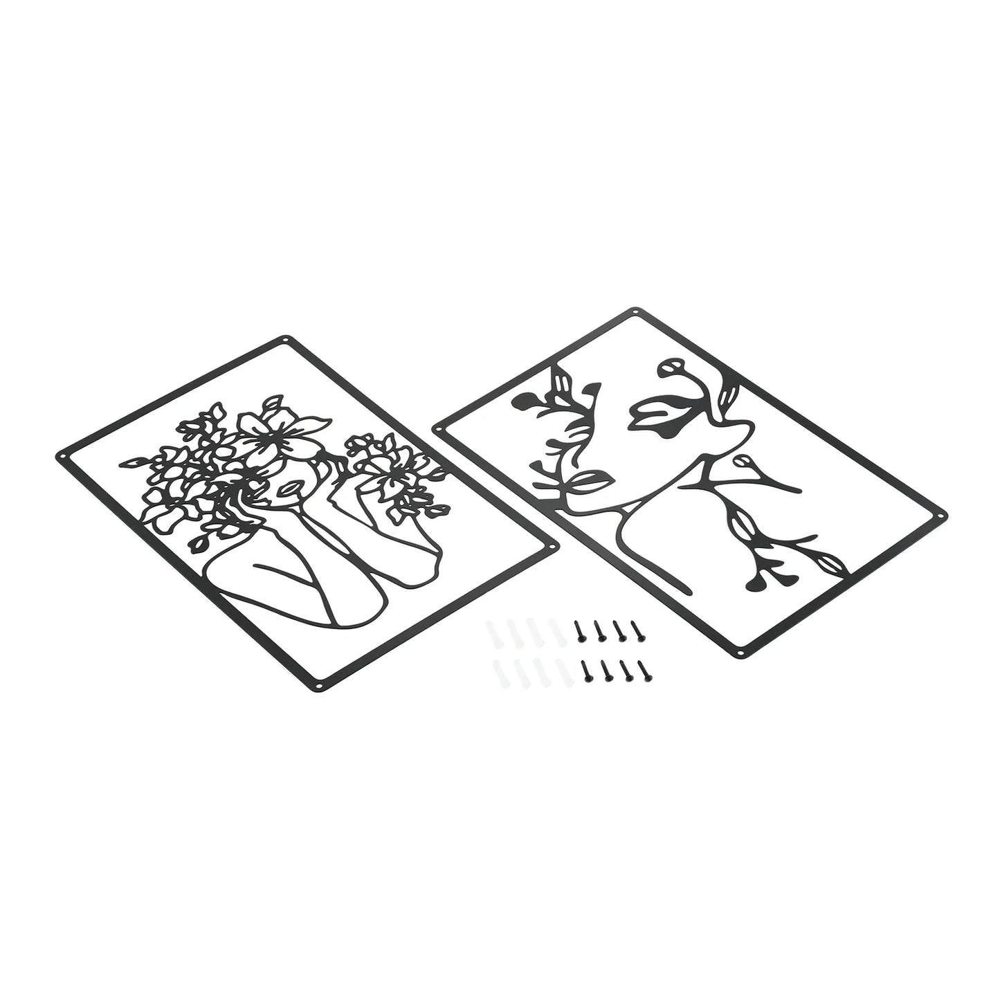 Metal Abstract Female Wall Art Set of 4 – Modern Line Art Décor