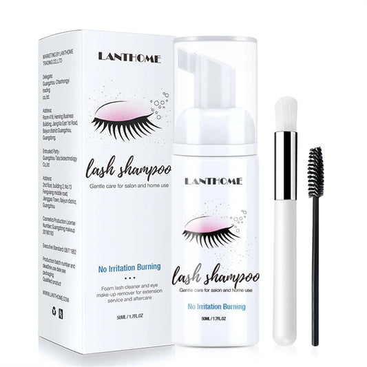 50ml Lanthome Eyelash Extension Shampoo Foam Eyelid Deep Clean Cleanser For Makeup Tools Mascara Remover Glue Salon Home Use Peaceful Pleasures Health and Wellness