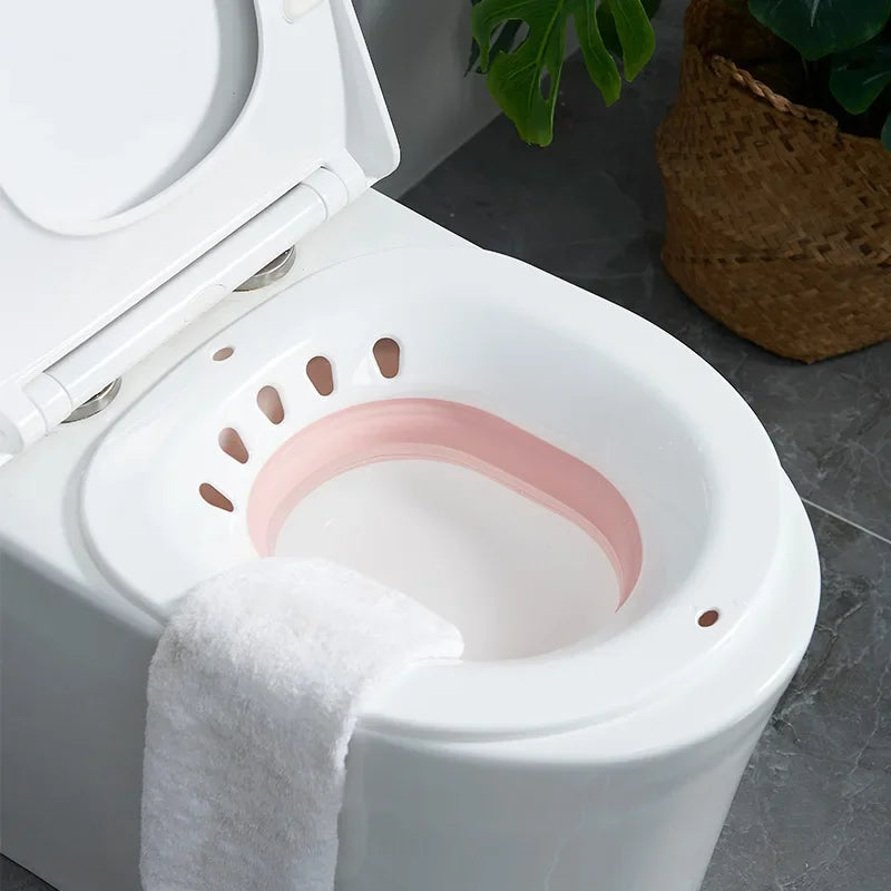 Sits Bath for Hemorrhoids, Sits Bath for Toilet Seat, Postpartum Care, Sits Bath Kit for Women, Collapsible, Flusher Hose Peaceful Pleasures Health and Wellness
