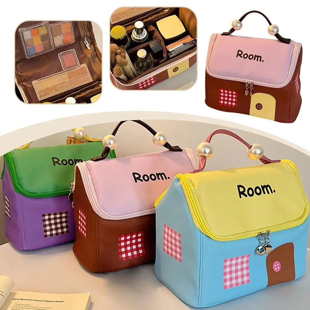 House-Shaped Makeup Bag | Large Capacity Oxford Travel Organizer