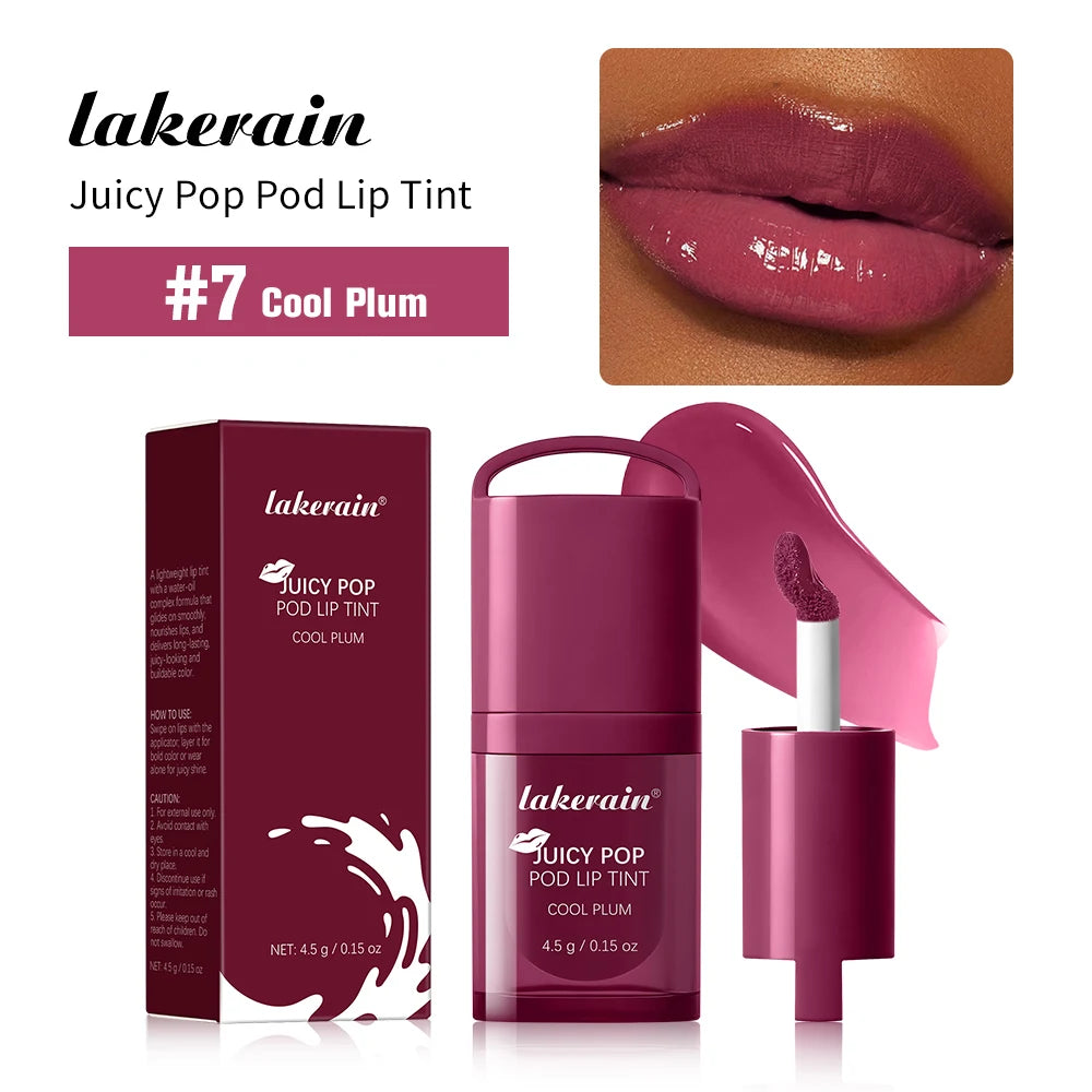 Juicy Hydrated Lip Tint Buildable Glossy Finish Ceramide Peptide Water-to-oil Formula Long-lasting Color Buckle Design Lip Tint Peaceful Pleasures Health and Wellness Cool Plum