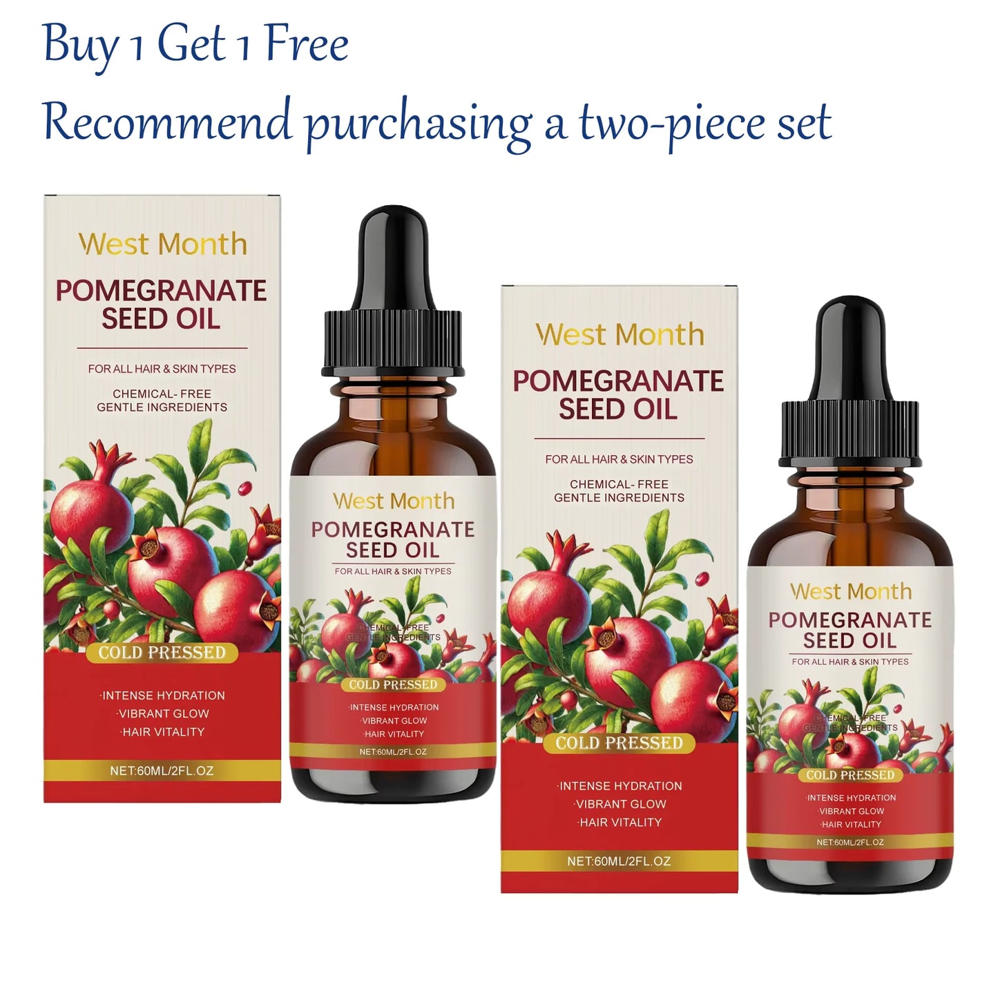 WEST MONTH 60ml Pomegranate Seed Oil | Moisturizing Body Skin Care