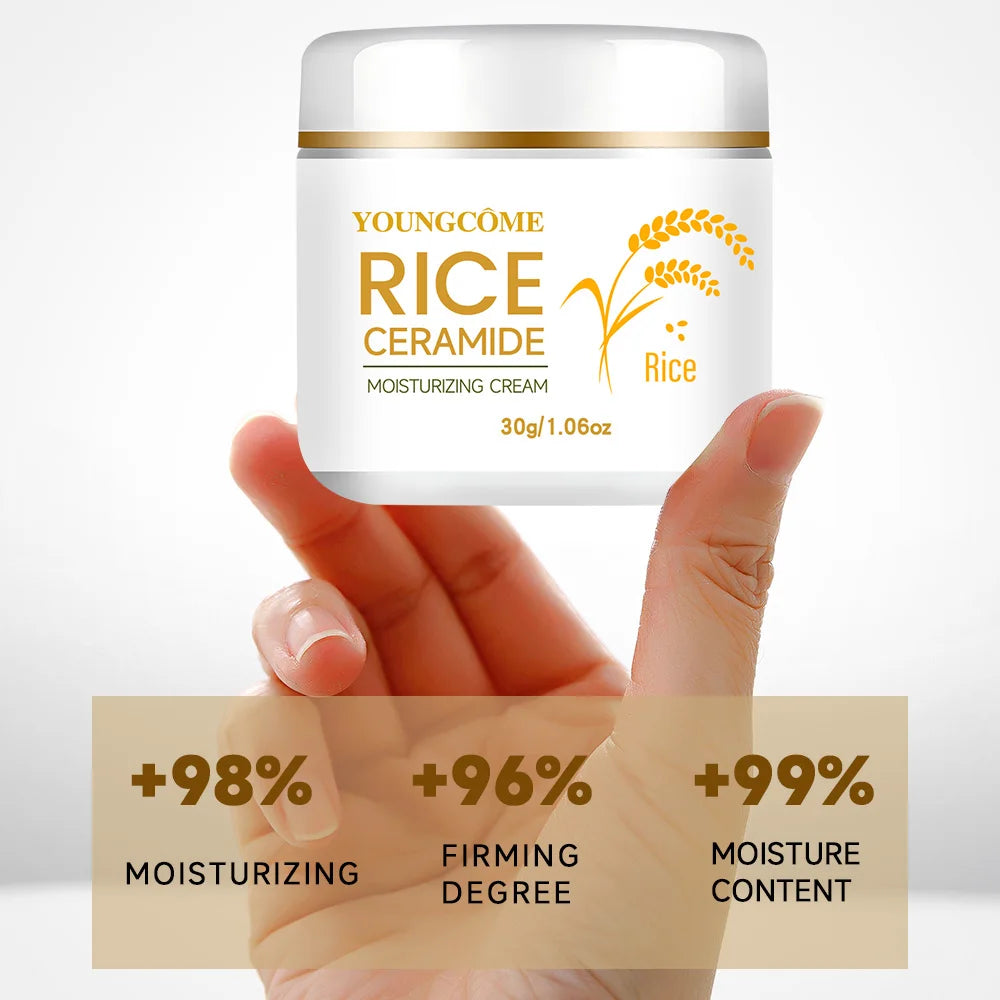 30/60g Rice Cream For Face White Rice Essence Brightening Moisturizing Cream Lightweight Moisturizer Face Cream Smooth Lines Peaceful Pleasures Health and Wellness