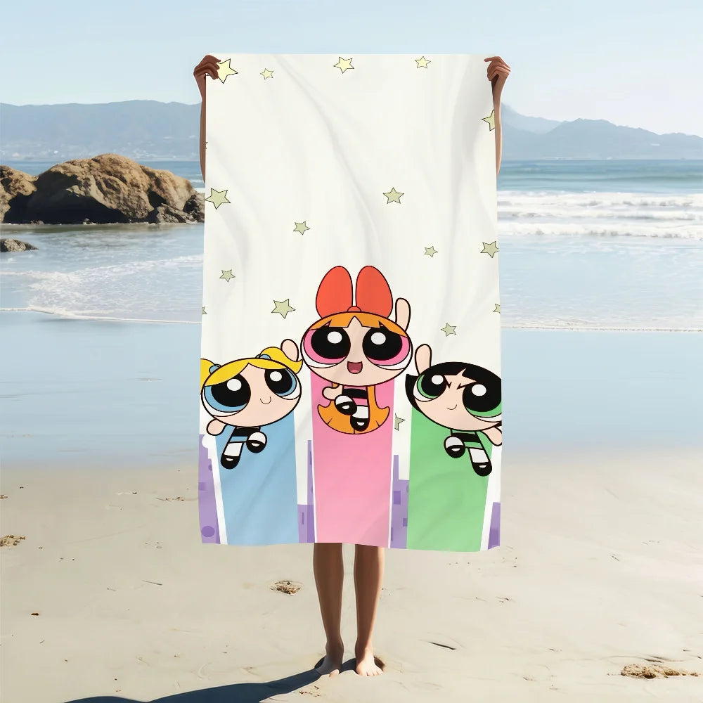Powerpuff Girls Quick-Dry Beach Towel | Soft Cartoon Pool Towel