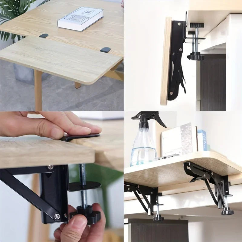 2PCS Triangle Folding Angle Bracket Heavy Support Adjustable Desktop Extension Plate Rack Punch-free Space-saving Table Shelves Peaceful Pleasures Health and Wellness