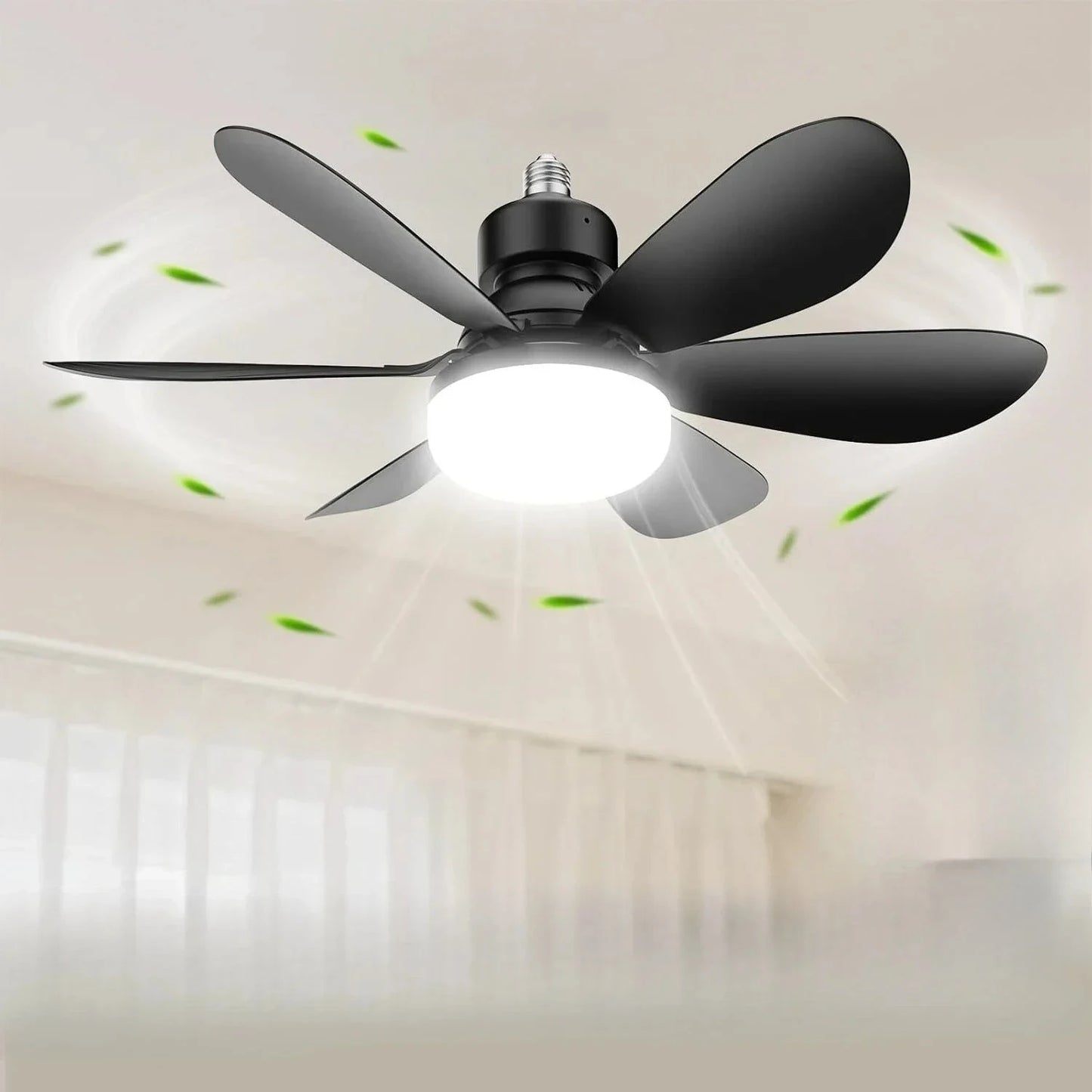 E27 Socket Ceiling Fan with LED Light & Remote | 3-Speed