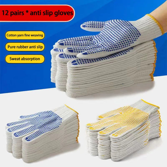 1/3/5 Pairs Work Gloves With Anti Slip Grip, PVC Dots Safety Cotton Protection ,For Painter, Mechanic Industrial Construction Peaceful Pleasures Health and Wellness