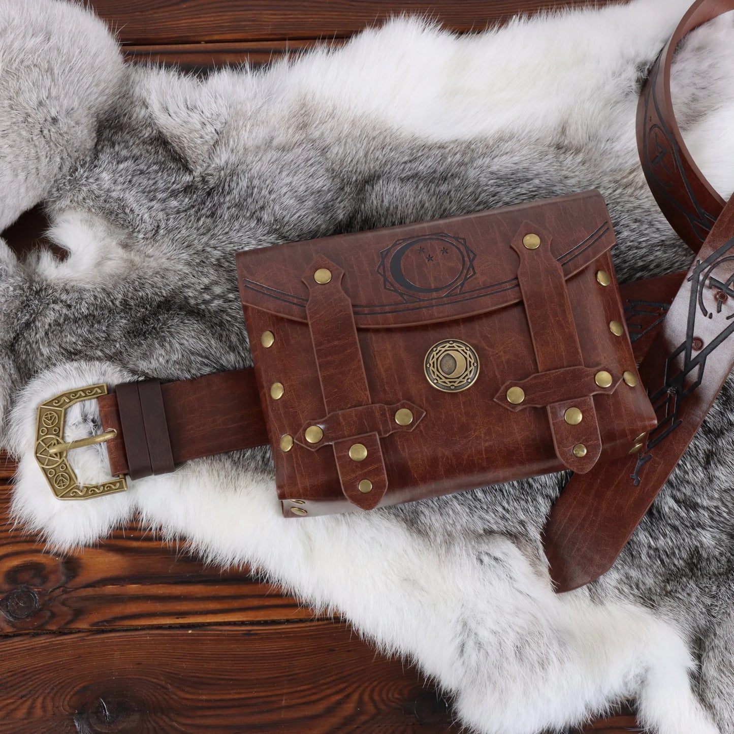 Medieval Viking Knight Belt Retro Waist Bag Copper Coin Renaissance