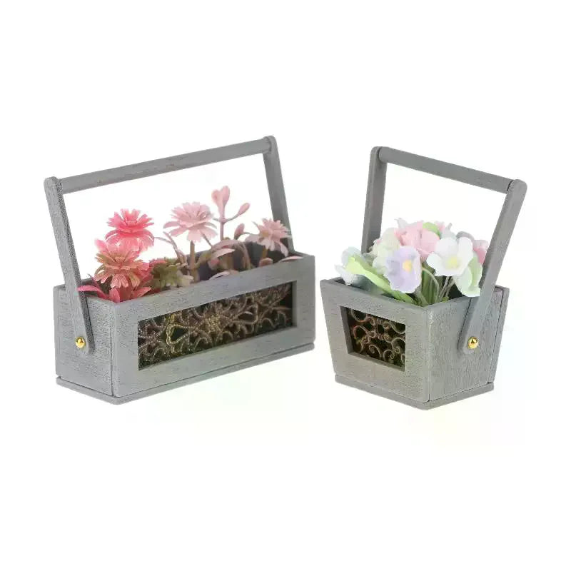 Miniature Flower Basket 1 12 With Artificial Flowers For Dollhouse Decoration Excellent For Photography Prop Display Peaceful Pleasures Health and Wellness