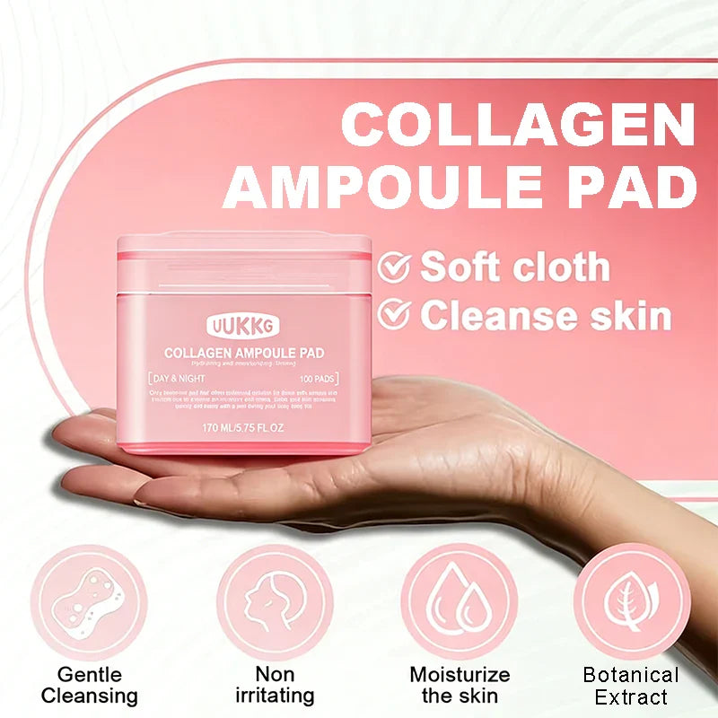 100-Pack Collagen Makeup Remover Cleansing Pads – All Skin Types