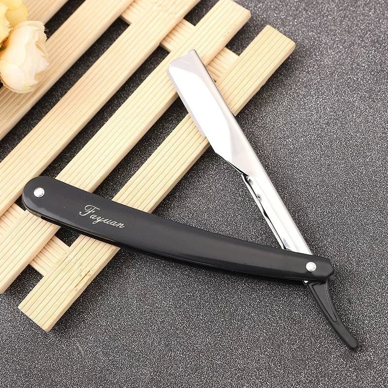 Professional Straight Edge Barber Razor | Stainless Steel Shaver Straight Edge Razor Peaceful Pleasures Health and Wellness Black