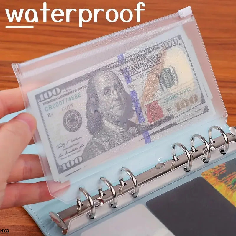 6 Holes A6 Binder Pockets Clear Zipper Folders Ring Loose Leaf