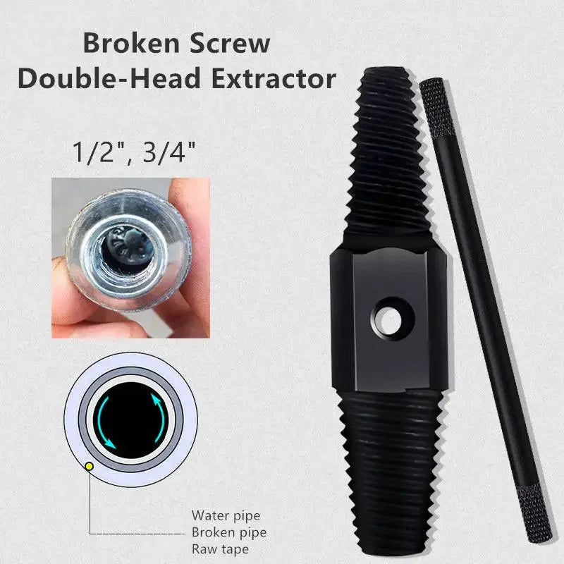 Pipe Remover Tools Double Head Wrench Faucet Valve Broken Screw Extractor Set Damaged Wire Water Pipe Bolt Broken Removal Tool Peaceful Pleasures Health and Wellness