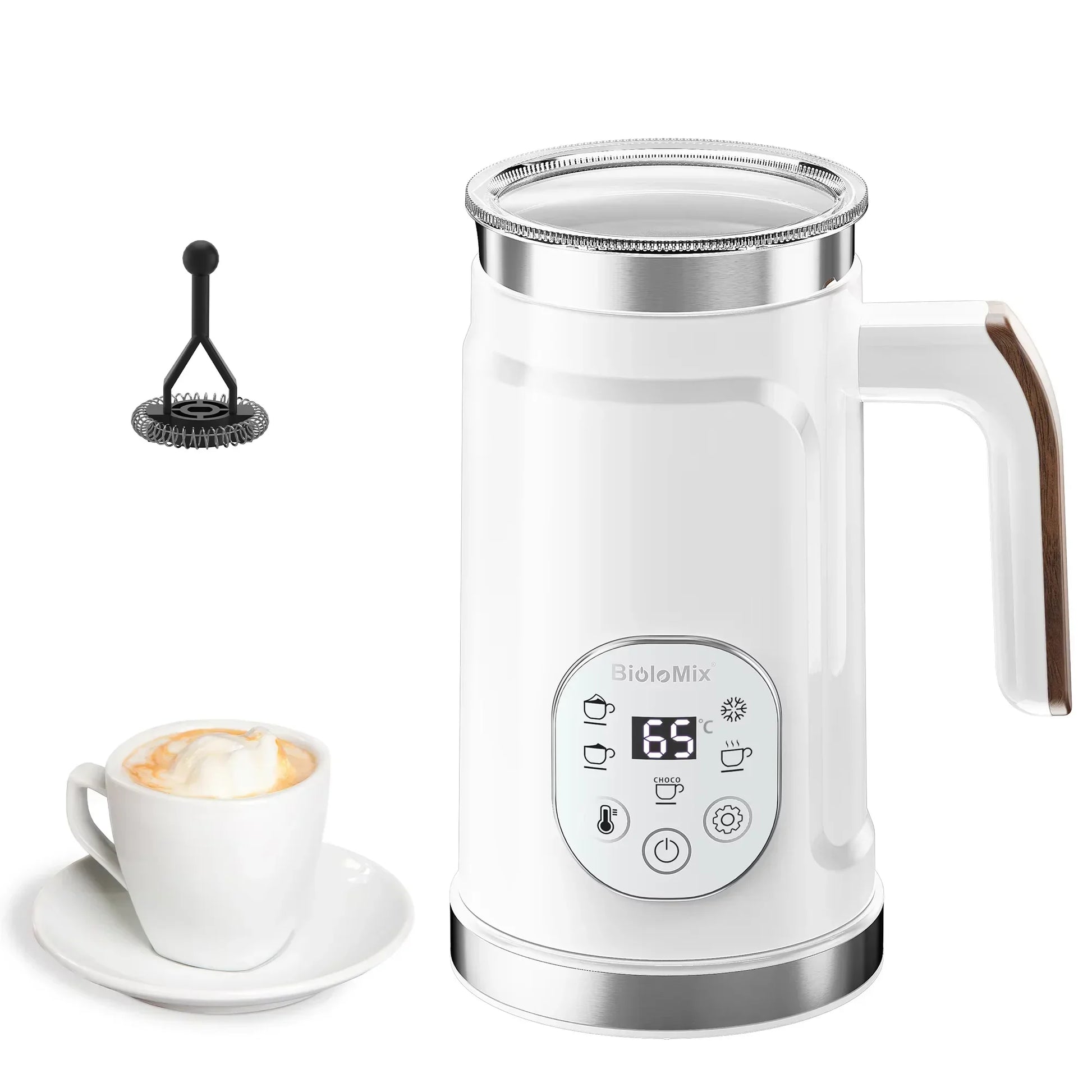 BioloMix 5-in-1 LED Touch Screen Milk Frother – Hot & Cold Foam Maker Peaceful Pleasures Health and Wellness