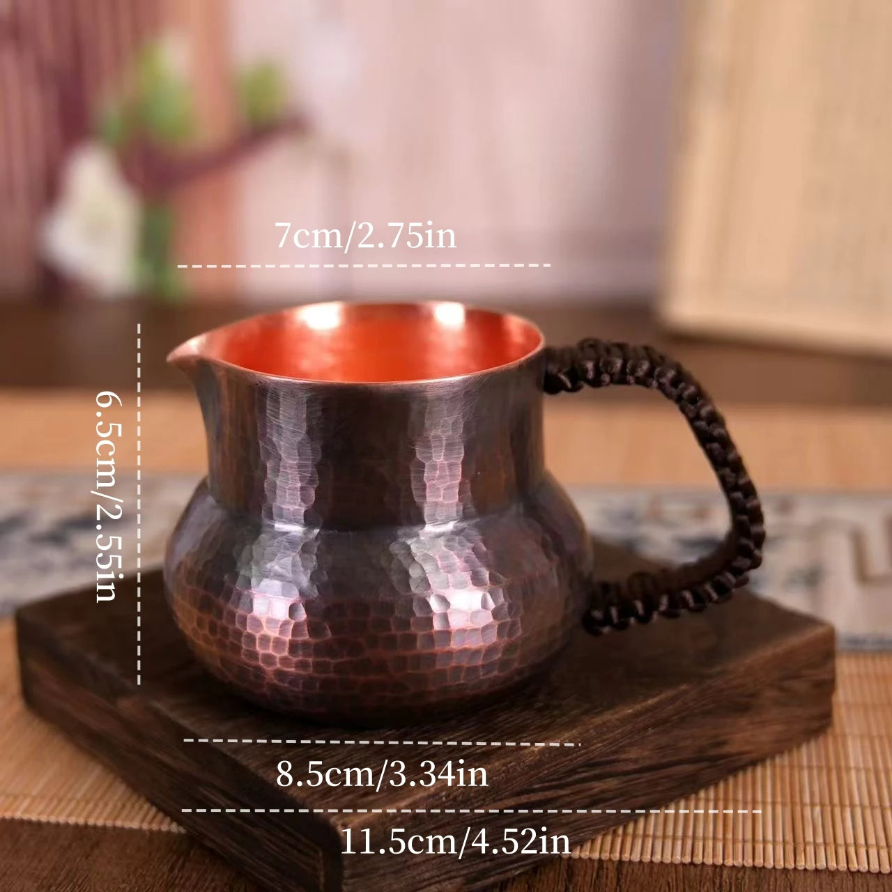 Handcrafted Pure Copper Coffee Mug Creativity Retro Weave Handle Moscow Water Mule Breakfast Cup Moscow Drinkware Tableware Peaceful Pleasures Health and Wellness 11.5cm 1 200ml