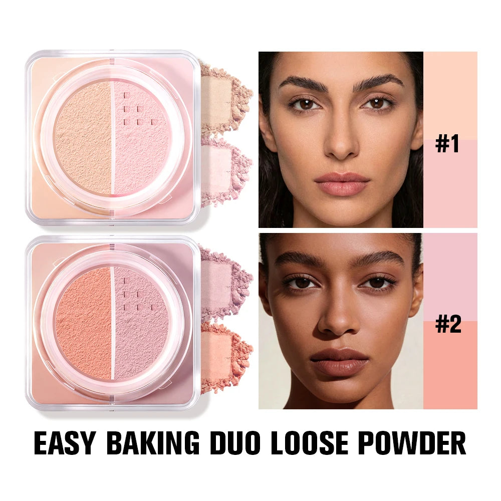 Loose Powder Setting &Correcting Powder and Puff Duo Brightening Correcting Oil Control Long Lasting Setting Powder Makeup Peaceful Pleasures Health and Wellness