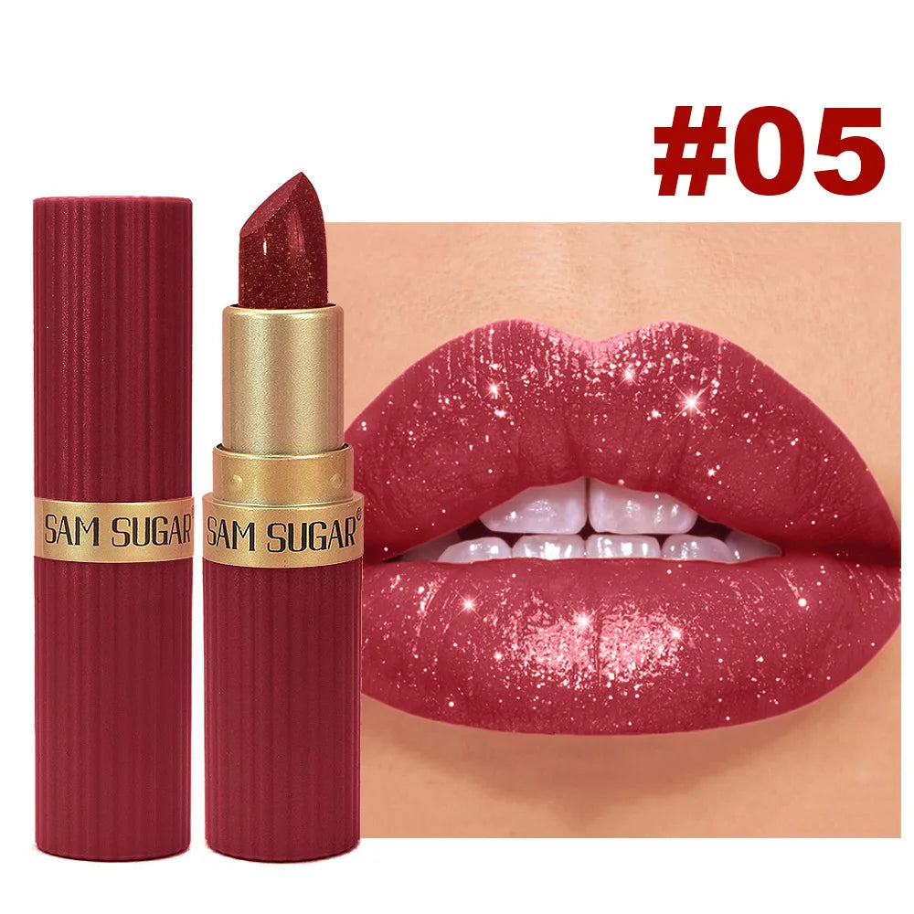 Pearlescent Sparkling Lipstick – Waterproof Lip Gloss, 6 Shades