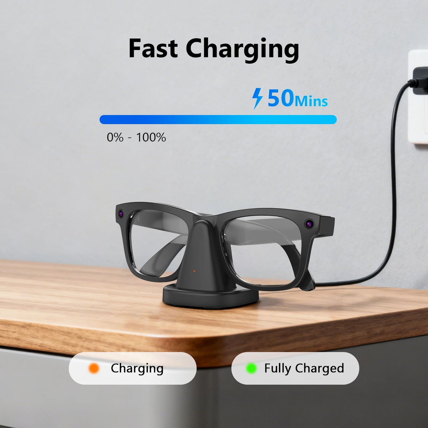 For R Ban Meta Glasses Charging Stand Anti Slip Mini Smart Glasses Charger Dock Safe Charge Chip for Home Office Travel Peaceful Pleasures Health and Wellness