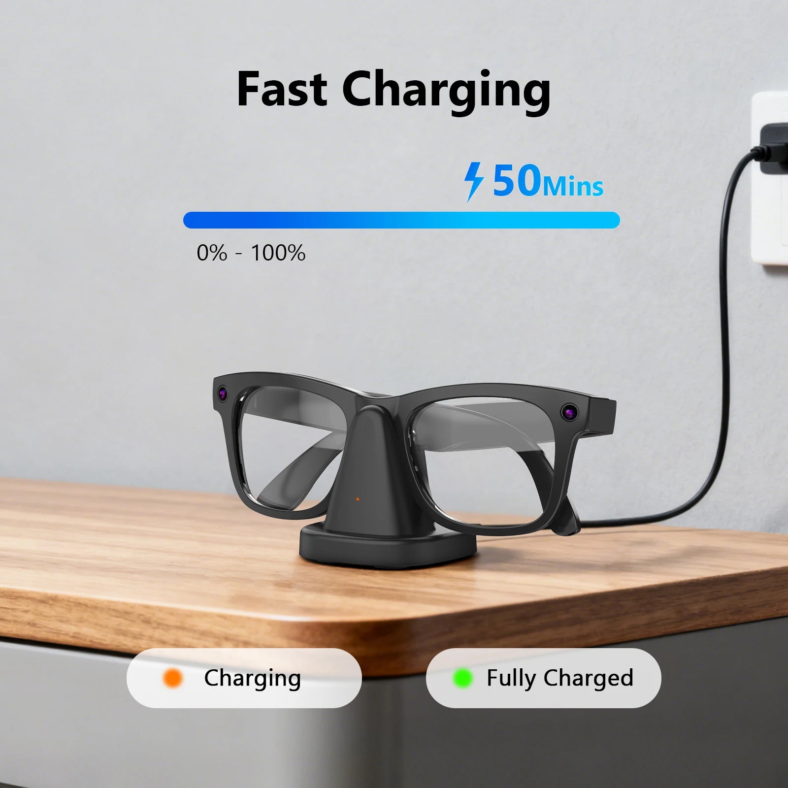 For R Ban Meta Glasses Charging Stand Anti Slip Mini Smart Glasses Charger Dock Safe Charge Chip for Home Office Travel Peaceful Pleasures Health and Wellness